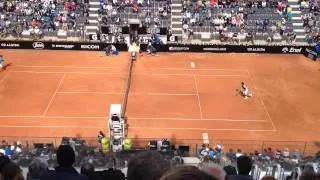 Stepanek sits on the chair against Djokovic Rome 2014