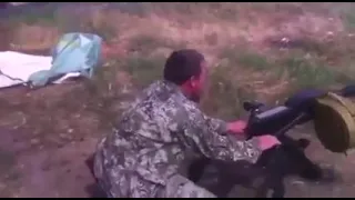 Pro Russian separatists in Ukraine use automatic Grenade Launcher as a prank