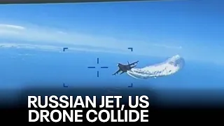 Russian jet dumps fuel on US drone in newly released video