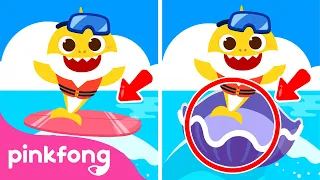 Baby Shark in Summer Time☀️ | Spot the Difference🔍 | Shark Family | Pinkfong Songs for Children