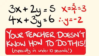 How to Solve Simultaneous Equations in under 10 Seconds - Algebra Math Trick