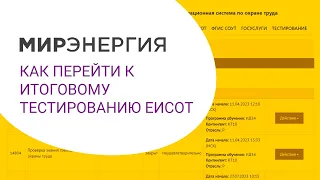 Как перейти к итоговому тестированию ЕИСОТ