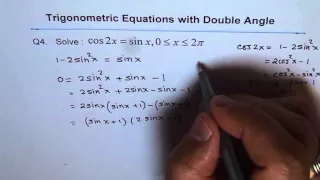 Solve Trig Equation Cos2x Equals Sinx Q4