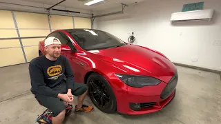 My Hardest Tesla Wrap Yet!!! Model S in Teckwrap Trueblood (Timelapse)