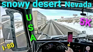 POV TRUCK DRIVING USA 5K snowy desert Nevada #trucking