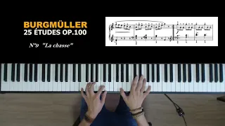 Burgmuller Op.100, Piano Etude #9: La chasse (The Hunt) + sheet music