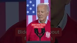 Biden jokes about falling down