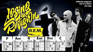 LOSING MY RELIGION by R.E.M. (Easy Guitar & Lyric Scrolling Chord Chart Play-Along)