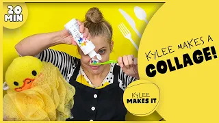 Kylee Makes A Collage | Art Video for Kids Using Household Items to Explore Texture & Make A Collage