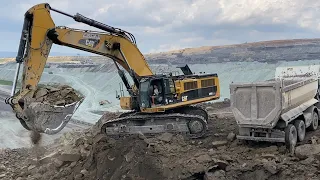 Caterpillar 390D Excavator Loading Arocs 4142 Trucks - Pyramis Ate (Operator Giorgos)
