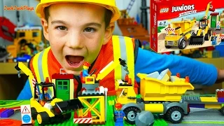 Lego Demolition Site Toy and Time Lapse Build | Backhoe, Dump Truck, Crane Toys | JackJackPlays