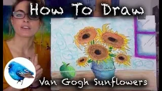 Learn how to draw VAN GOGHS SUNFLOWERS: STEP BY STEP GUIDE! (Age 5 +)