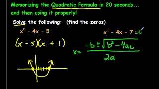 How to Memorize the Quadratic Formula in 20 Seconds! (and then use it to Solve Quadratic Equations!)