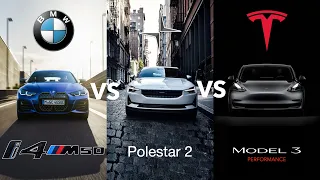 2023 BMW i4 M50 vs Polestar 2 vs Tesla Model 3 Performance! Battle of the compact performance EVs