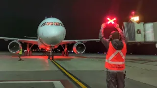 Marshalling Air Canada A320 in to Gate at YOW, Ottawa International Airport