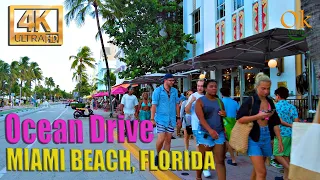 4K WALK Ocean Drive MIAMI Beach Florida USA Summer 2022 Sunday Travel Vlog