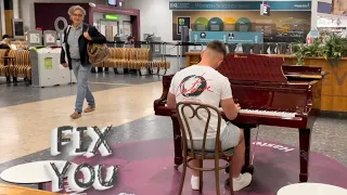 Fix You by Coldplay | Public Piano Cover, Edinburgh Airport