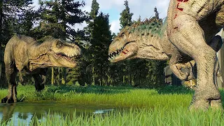 T. Rex Vs Indominus Rex Vs Spinosaurus  - Jurassic World Evolution 2