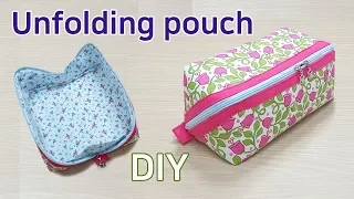 DIY Unfolding pouch/Unfolding pouch tutorial/펼쳐지는 파우치/넓어지는 파우치/ポーチを作る/打個小袋/Mach einen Beutel