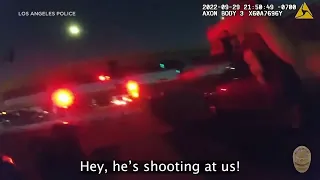 LAPD bodycam video shows gunfight with suspect followed by police chase