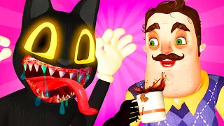 Картун Кэт vs Привет Сосед (Ной Cartoon Cat Hello Neighbor 2 Мультяшный Кот Анимация 3D)