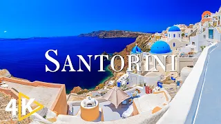 FLYING OVER SANTORINI (4K UHD) - Calming Music Along With Beautiful Nature Video