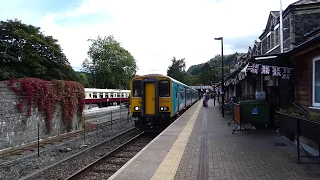 Llandudno Arriva Trains Wales train departs Betws Y Coed Sir Conwy 7.9.18