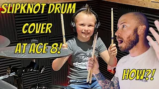 Drummer Reacts To - SLIPKNOT PEOPLE = SHIT DRUM COVER - AGE 8! FIRST TIME HEARING