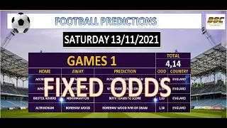 1X2 FOOTBALL PREDICTIONS TODAY - SATURDAY 13/11 - SOCCER TIPS - FIXED BETTING ODDS