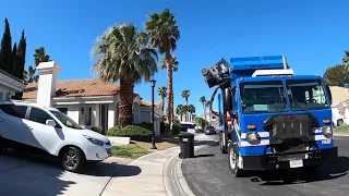 Republic Services Las Vegas - Peterbilt 520 Mc Neilus ZR garbage truck collecting recycle!