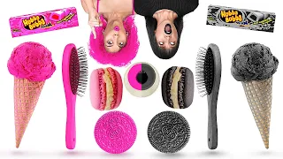 PINK VS BLACK FOOD CHALLENGE! || One Color Of Food by 123 Go! GENIUS