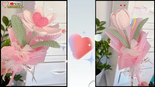 Crochet Tulip Heart 🌷 Hướng Dẫn Móc Tulip Ghép Cánh Trái Tim Đơn Giản | Mimi Handmade