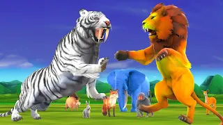 सफेद बाघ और शेर की लड़ाई White Tiger Vs Lion Safed Bagh aur Sher Ki Kahani - Hindi Kahaniya