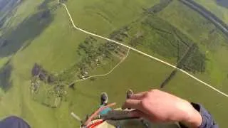 Прыжок с парашютом первый раз, вид от первого лица. Parachute jump first one