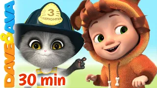 🤩 Five Little Firemen | Nursery Rhymes | Three Blind Mice & More Baby Songs by Dave and Ava 🤩