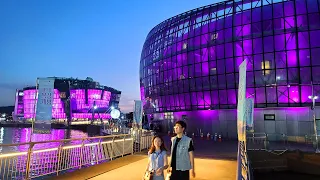 Seoul Riverside Night Walk, Banpo Hangang Park | Sunset Ambience 4K Korea