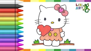 🎀💗🍥 Hello Kitty Holding a Heart: How to Draw and Color | Creative Art for Kids with Kids! 🎨✨