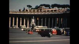 1966. Rome, Italy. 1960s Old video.Japanese who toured Piazza di Spagna and the Trevi Fountain.