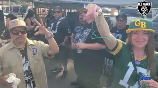J LOT  at Allegiant Stadium tailgates with all the Raiders fans Raiders vs. Packers