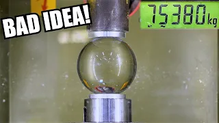 How Strong Is a Giant Solid Glass Ball? Hydraulic Press Test!