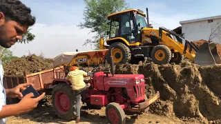 JCB 3DX XPERT WORKING FOR LEVELLING JOHN DEERE 5050 MAHINDRA 275 DI WITH TROLLEY | JCB TRACTOR VIDEO
