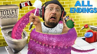 There's a Toilet Monster Among Us 🚽 Escape the Bathroom 🦑 (FGTeeV gets ALL ENDINGS)