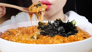 ASMR Cheesy Kimchi Ham Rice Porridge | Juk | Eating Sounds Mukbang
