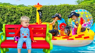 Diana and Roma make a mini aqua park for baby Oliver | Fun Day with Water Games