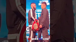 Artur Beterbiev gives Dmitrii Bivol the DEATH STARE at first FACEOFF; Looks into his Soul