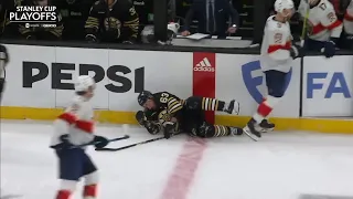 Brazeau and Marchand in pain on the Bruins' bench after a couple of hits / 10.05.2024
