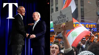 Protesters interrupt Joe Biden fundraiser with Obama and Clinton