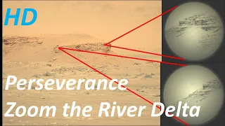 NASA Mars Perseverance Rover Zoom the River Delta in Jezero Crater Captured Alien Skull Rock on Mars