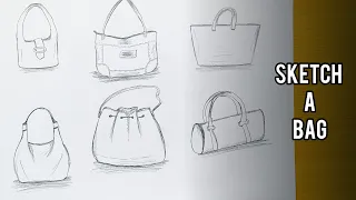 How To Draw Sketch A Bag | 6 Iconic Bags Fashion Illustration | Sketch A Bag drawing