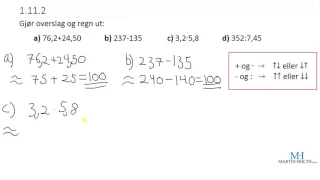 Matematikk 1P - Prøveoppgaver - Overslag lett - 1.11.2
